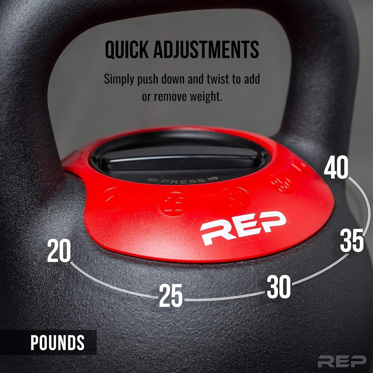 Rep Fitness Adjustable Kettlebell | Weight Set for Home Gym | Strength Training Equipment for Men & Women | Compact Steel Bell with Ergonomic Handle | Choose 16 kg, 24 kg or 40 lb Models