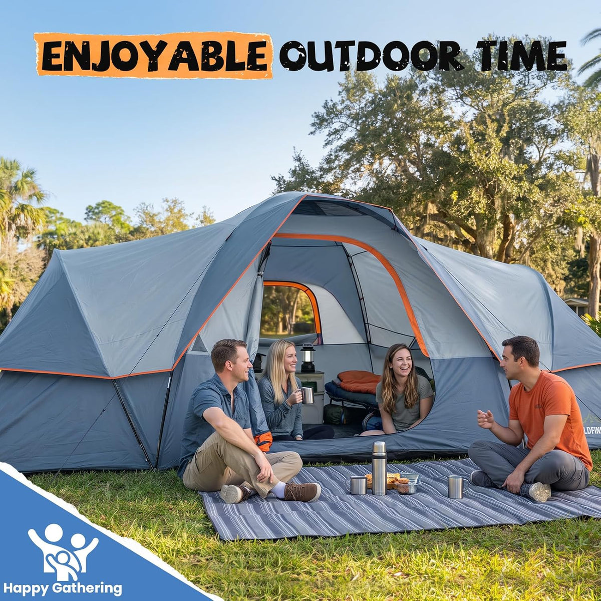 WildFinder Camping Tent 10 Person, Family Tent for Camping with Rainfly