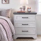 DUMOS Farmhouse Nightstand with Built-in Charging Station & USB Ports