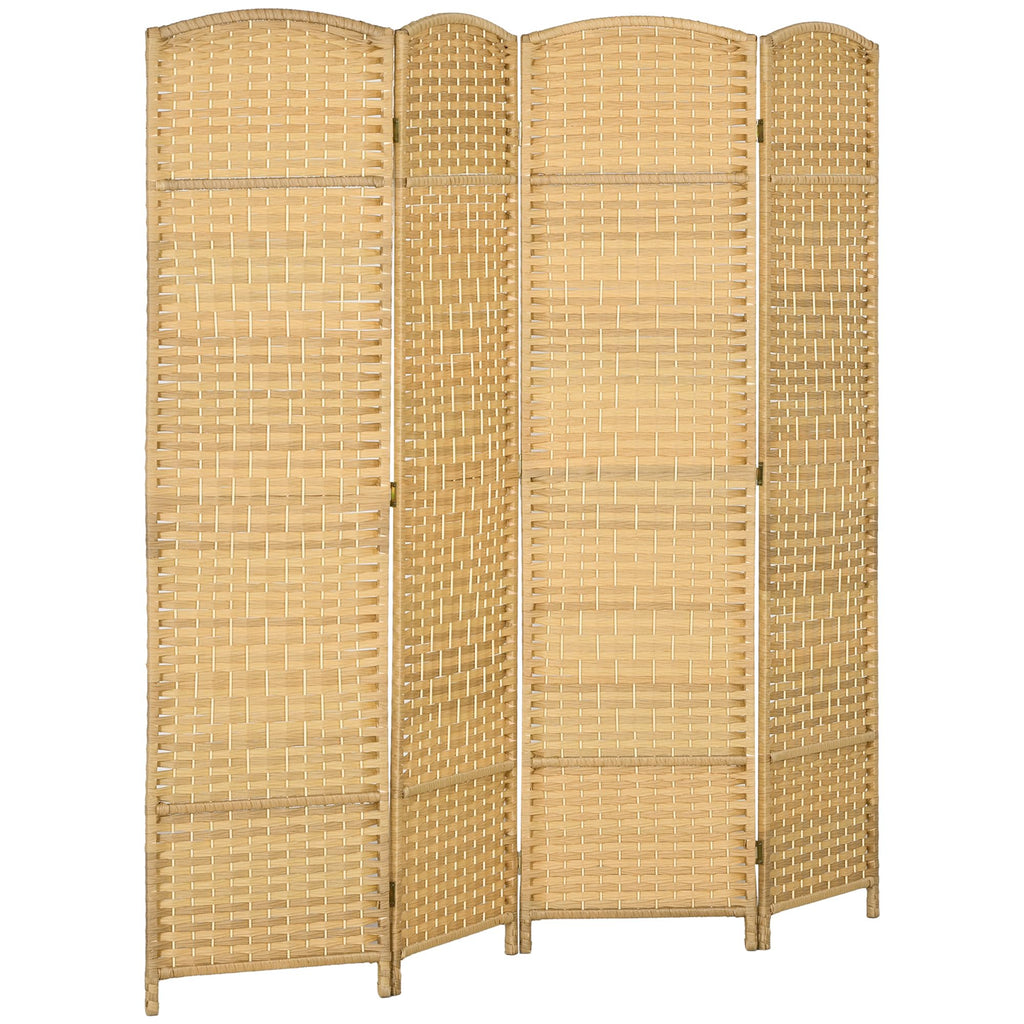 HOMCOM 3 Panel Room Divider 6 Ft Privacy Screen Hand-Woven Washed Oak