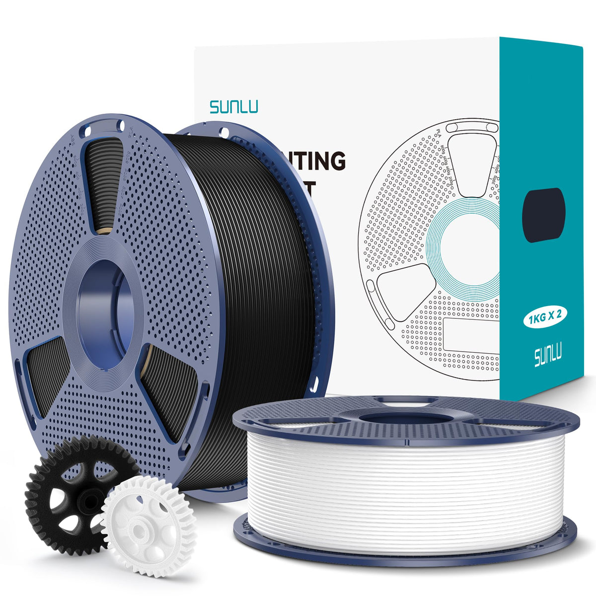 SUNLU PLA+2.0 3D Printer Filament, Multicolor, 10-Pack (10KG)