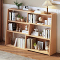 IOTXY Wooden Extendable Shelf Bookcase, 3-Tier Low Bookshelf, Walnut, S