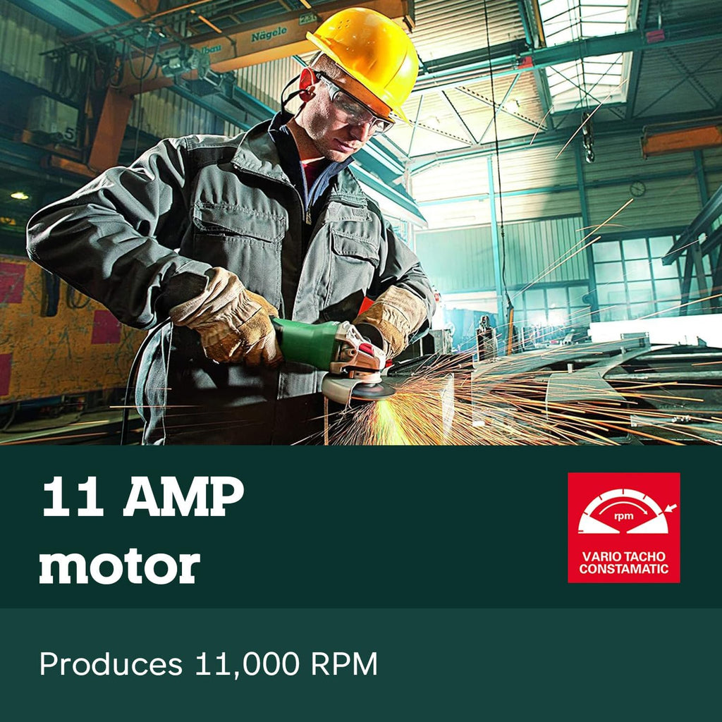Metabo 4-1/2-5-Inch Angle Grinder, 11 Amp, 11,000 RPM, Non-Locking Paddle Switch, Made in Germany, WP 11-125 Quick, 603624420, Green