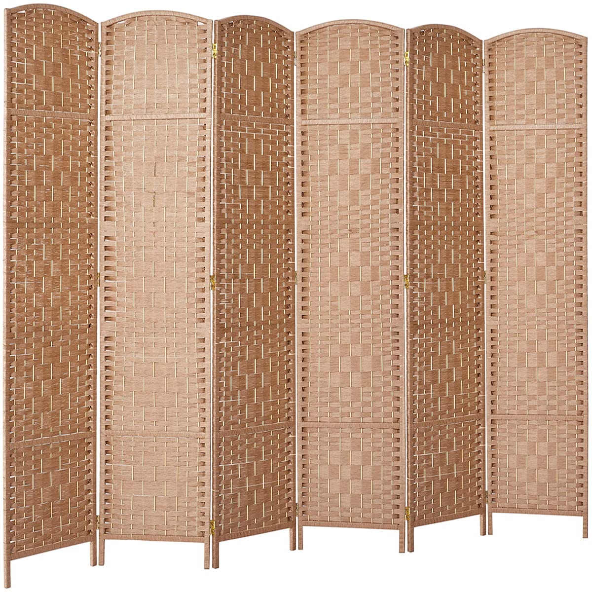 Rose Home Fashion Room Divider, 6 ft Tall Room Dividers and Folding Privacy Screens, 16in Privacy Screen 6 Panel Dark Coffee Space Temporary Wall Foldable Partition Separation