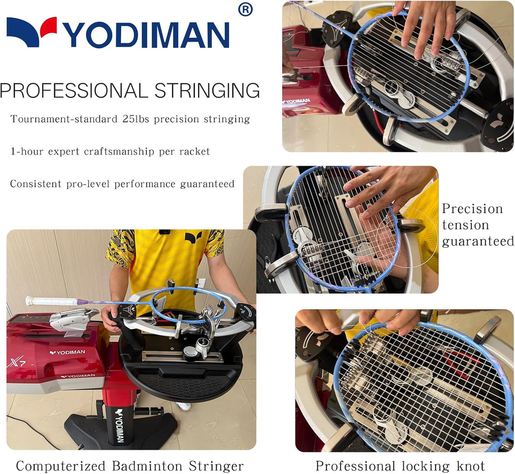 YODIMAN Single Professional Badminton Racket for Advanced Players - 50T Graphite Carbon Fiber with Aerodynamic Frame, Pre-Strung 26lbs, Ultra-Light 5U for Club & Tournament