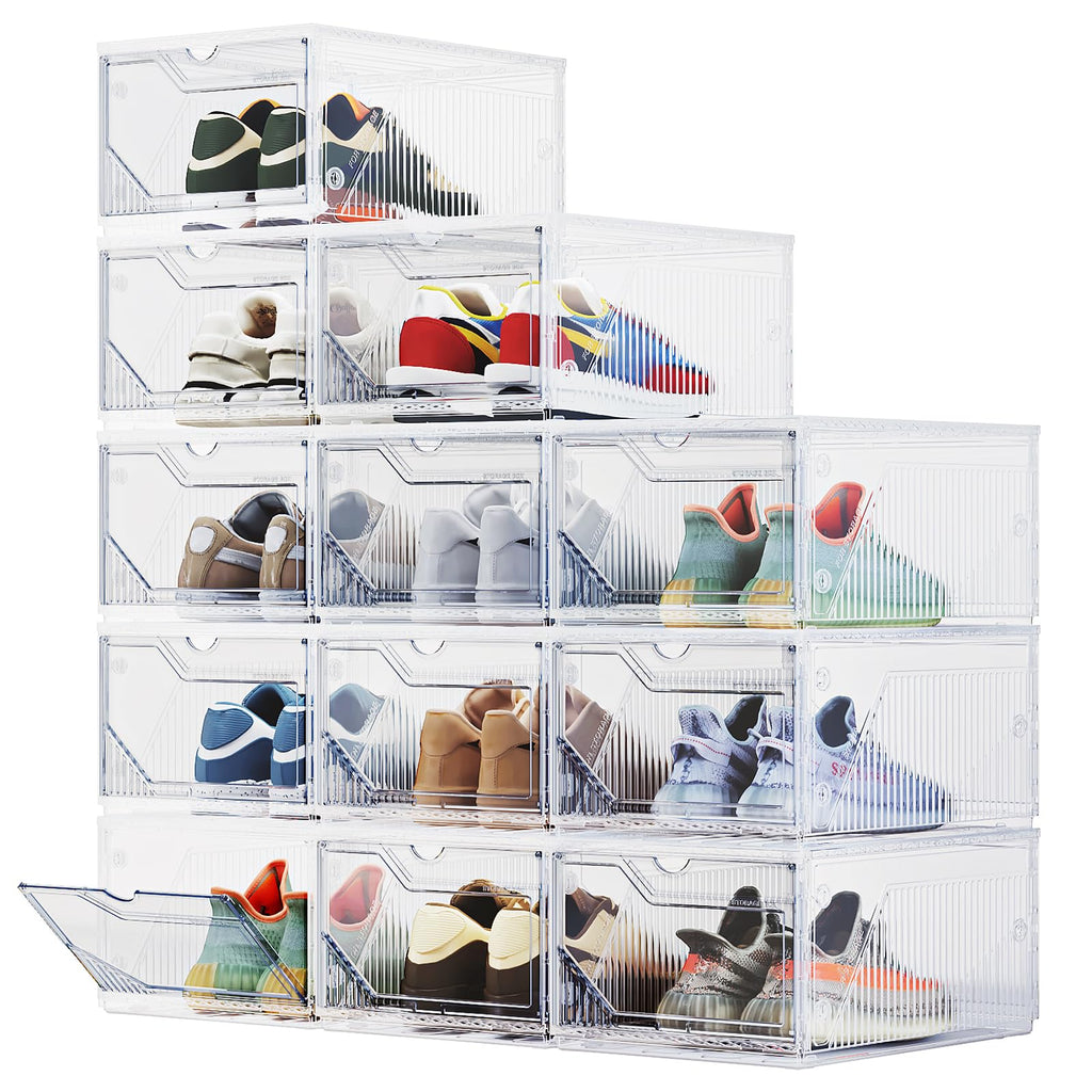 BROVIEW XX-Large Shoe Sneaker Storage Boxes for Size 14, 12 Pack Shoe Boxes