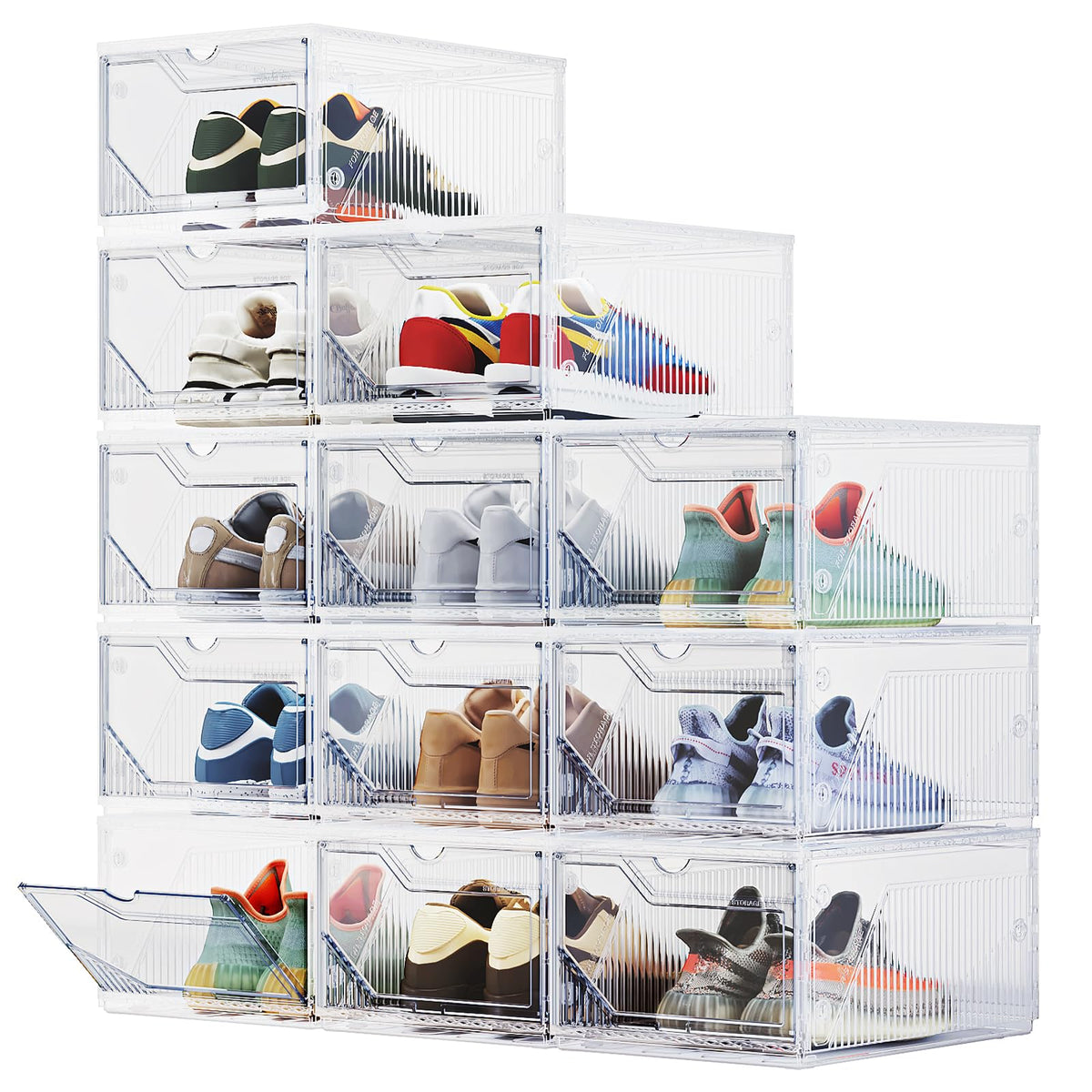 BROVIEW XX-Large Shoe Sneaker Storage Boxes for Size 14, 12 Pack Shoe Boxes