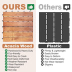 PrimeZone 54 PCS Solid Acacia Wood Interlocking Deck Tiles, Natural Wood