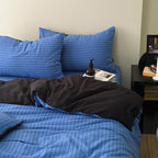 Plaid Duvet Cover Set Washed Cotton,Queen(90"x90"),Multicolor Gingham