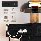 LIKIMIO Nightstand with Charging Station LED Light and 2 Drawers Black