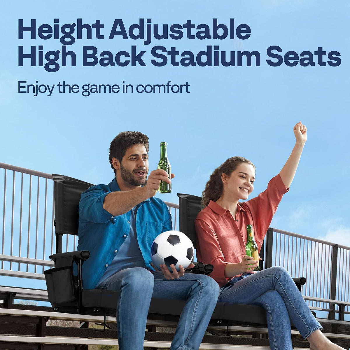 VIVOHOME Adjustable High Back Stadium Seats with Back Support and Cushion