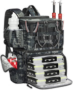 MATEIN Fishing Backpack with 4 Tackle Boxes, Fishing Bag with Rod Holder