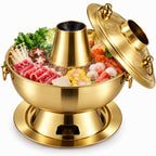 Charcoal Hot Pot, Chinese Charcoal Hot Pot Cooker for Camping (Bronze)