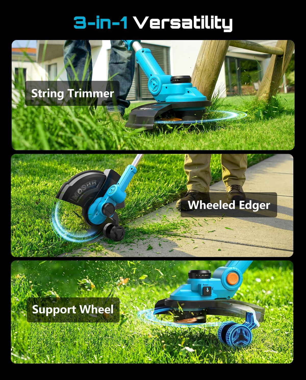 SEESII 13" String Trimmer Electric Weed Wacker with 2x4000mAh Batteries
