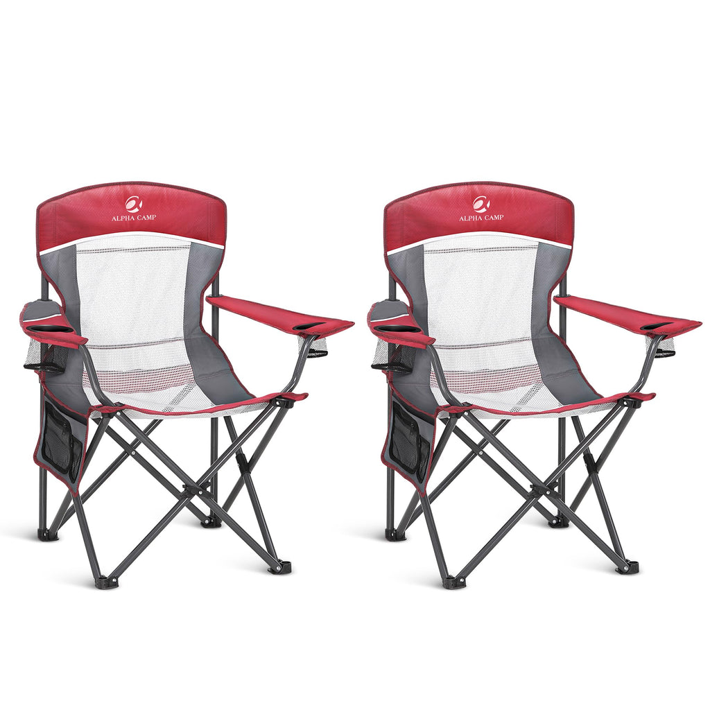 ALPHA CAMP Oversized Fully Padded Camping Chairs with Lumbar Support