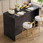 ONBRILL Kitchen Island with 2 Storage Cabinets & 4 Drawers, White+Black