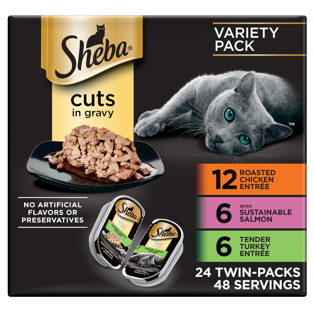 Sheba Perfect Portions Cuts Wet Cat Food, Variety Pack, 2.6 oz, 48 ct