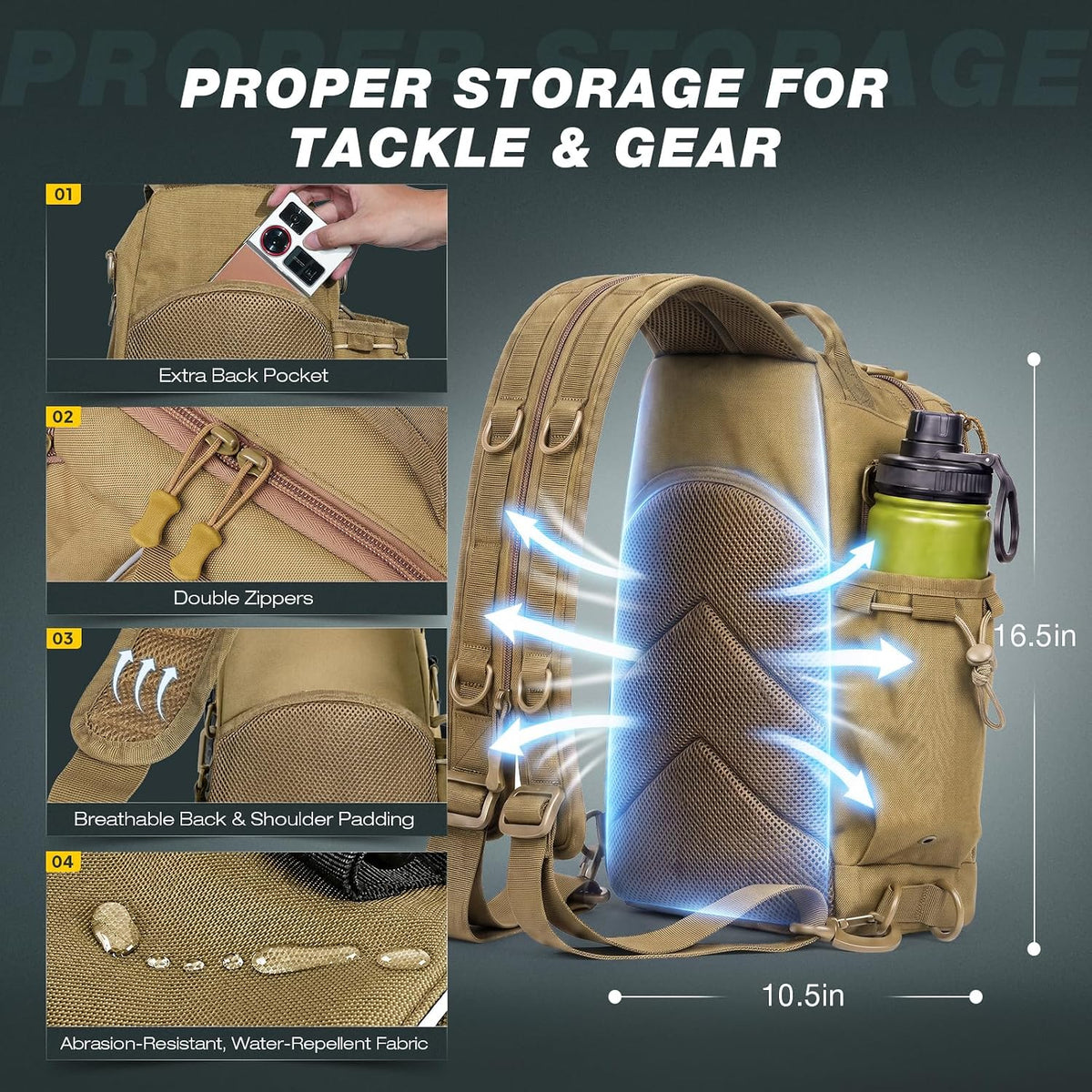 Ghosthorn Fishing Backpack with 3600 Tackle Box Fishing Gear Set Tackle Bag