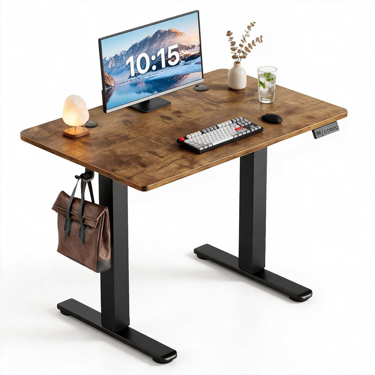 Claiks 32 x 19 Inch Rustic Brown Electric Standing Desk
