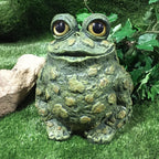 SUNGUARD Whimsical Toad Hollow Tall Stretch Jumbo Garden Frog Statues-Natural Brown