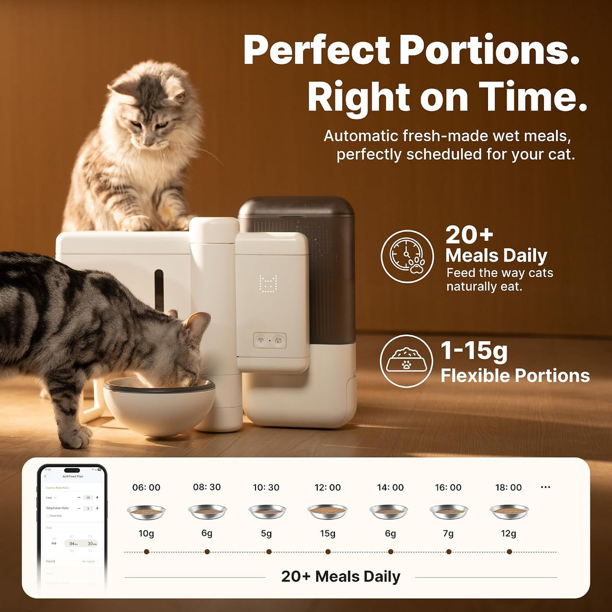 Neakasa Riko Automatic Wet Food Cat Feeder for Freeze-Dried Cat Food, White