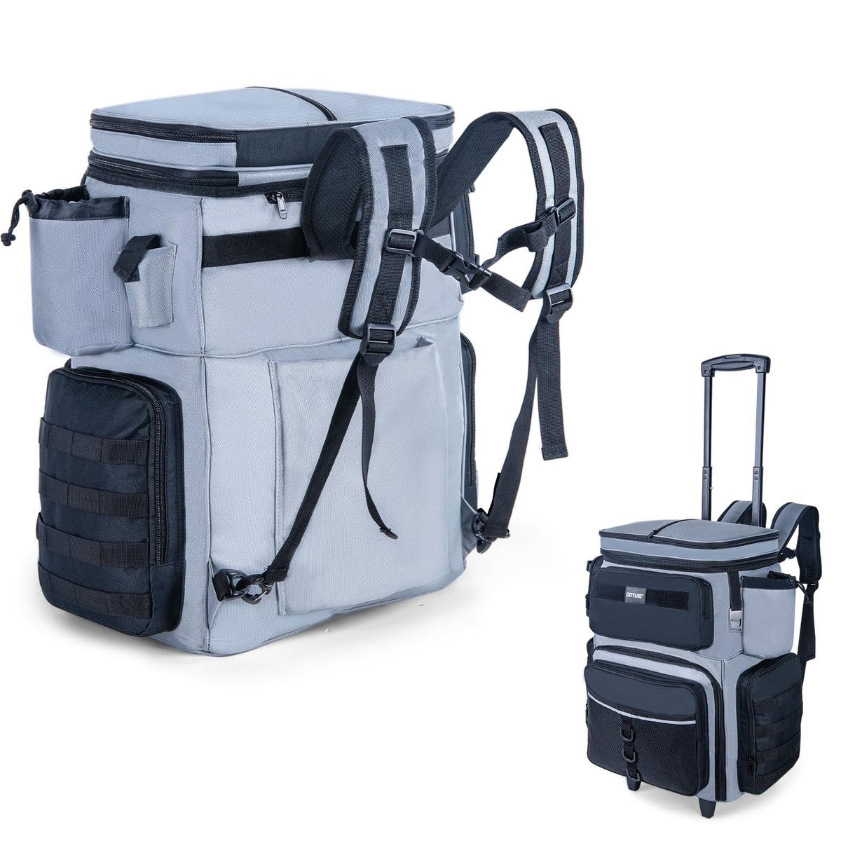Goture 66L Rolling Tackle Box w/Cooler, Khaki Large Fishing Bag w/Wheels