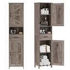 Homhedy 67" H Tall Bathroom Storage Cabinet with Barn Doors and Drawer
