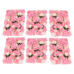Pink Yellow Flower Wall Panels, Artificial Peony Rose Backdrop, 6Pcs 3D Silk Floral Panels for Wedding Decor, Party Background, Home Wall Decoration (40x60cm)