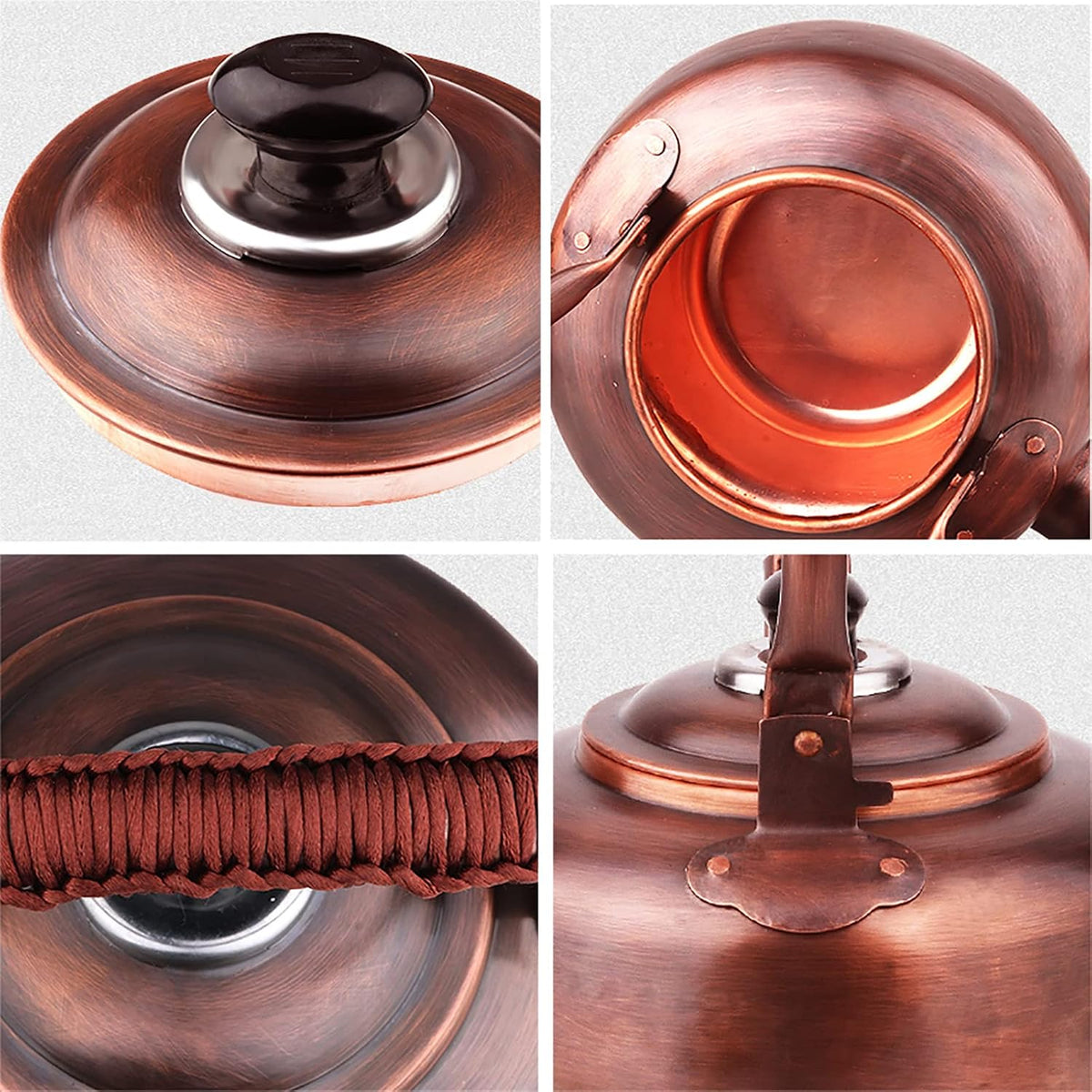 Whistling Kettle Teapot,Premium Copper Tea Kettle for Stove Top,Rustic Tea Pot with Ergonomic Handle,Work for All Stovetops