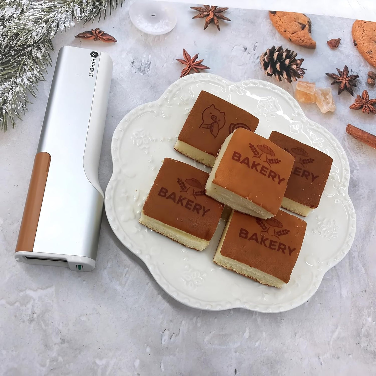 EVEBOT Printpen mini Handheld protable Coffee Print Portable Inkjet Printer Handheld Food safty Grade Food Printer in Bread Cake Machine(Official Package)