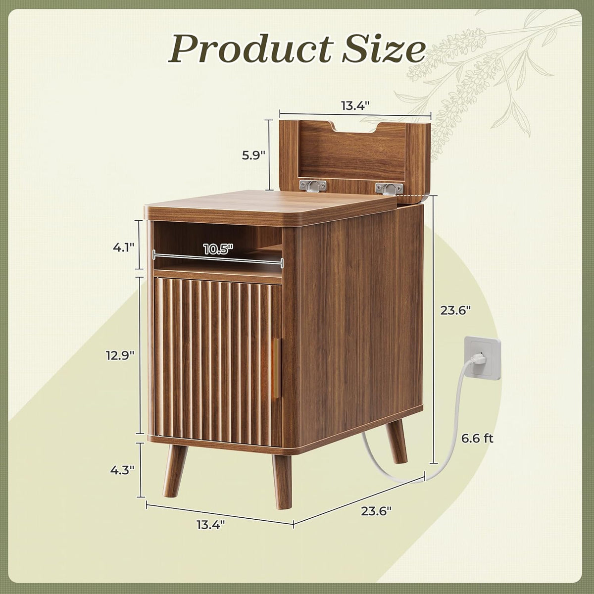 Huuger Narrow End Table with Charging Station, USB-C Port
