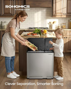 SONGMICS Trash Can, 13 + 6 Gallon Dual-Compartment, Soft-Close Lid