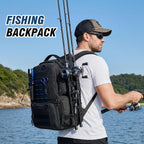 Fishing Backpack, Multi-pocket Tackle Backpack with 2 Rod Holders