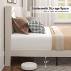 Gizoon Queen Bed Frame with Wingback Headboard, Upholstered Platform Bed
