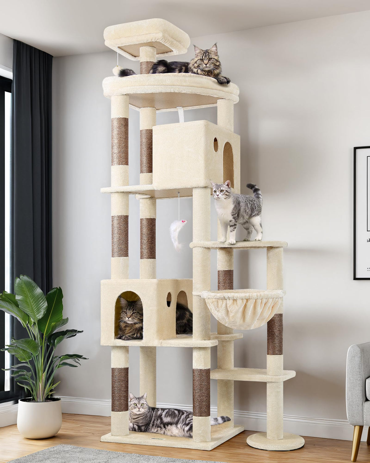 Globlazer Giant Cat Tree for Indoor Large Cats, 83in, F83, Dark Grey