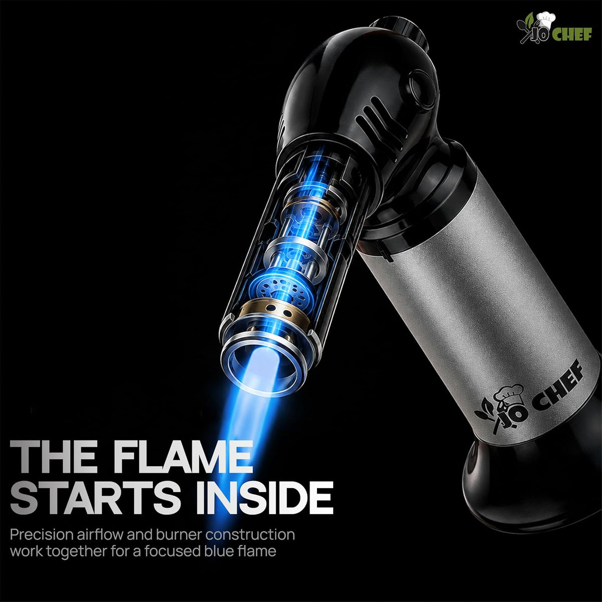Jo Chef Butane Torch Lighter Gun, Blow Torch for Creme Brulee & Baking