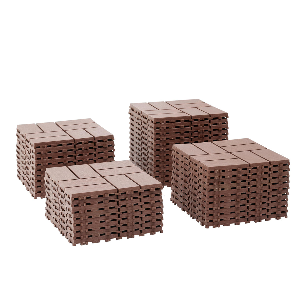 Deck Tiles for Outdoor, Plastic Outdoor Flooring Tiles, Kitchen Non Slip Polypropylene DIY Interlocking Flooring Tile Waterproof for Balcony and Patio, 44 Pcs, 12"x12" Square, All Weather Use, Brown