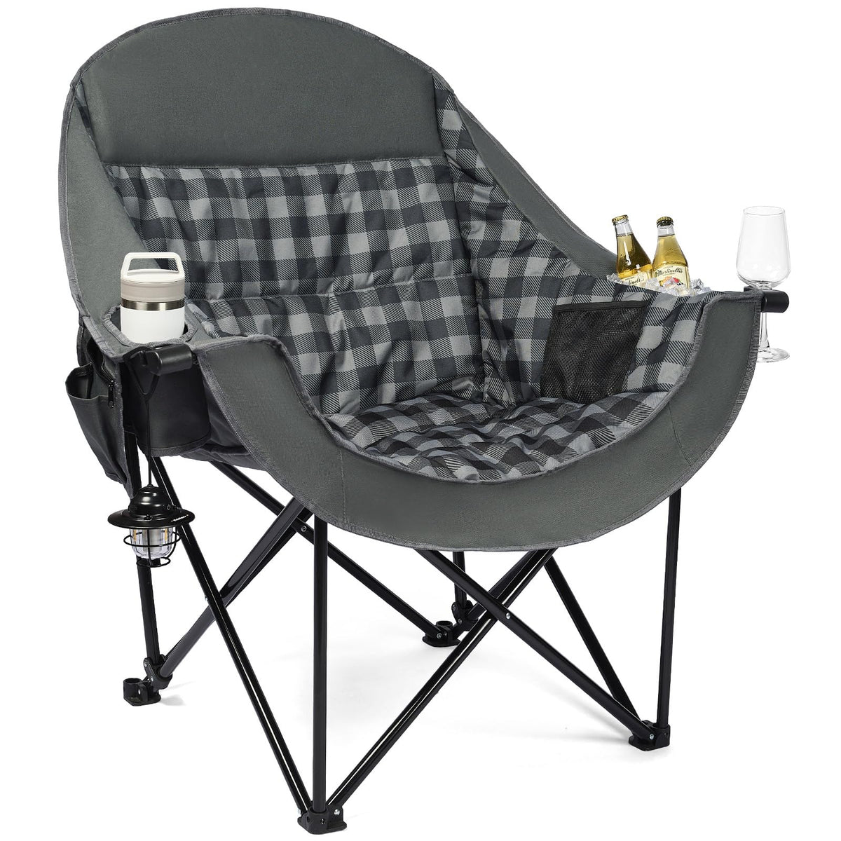 Oversized Camping Chair - Heavy Duty Padded Lawn Chair for Adults