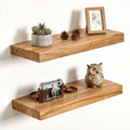 fuqing Live Edge Floating Shelves for Wall, 20 Inch Solid Elm Wood Shelves
