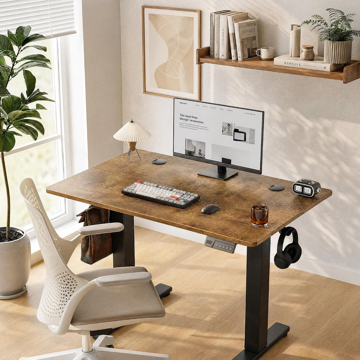 Claiks 32 x 19 Inch Rustic Brown Electric Standing Desk