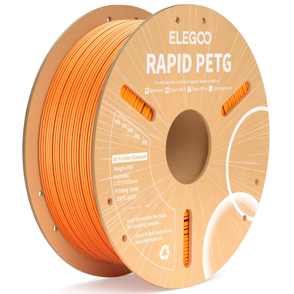 ELEGOO Rapid PETG 3D Printer Filament 1.75mm Black 10KG Bulk