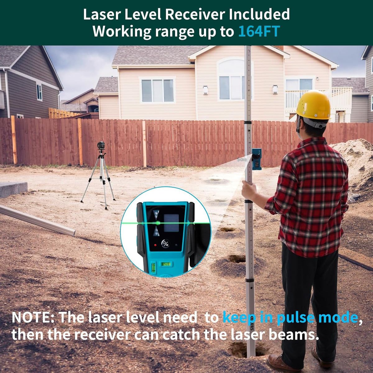 KEZERS Laser Level Set with Receiver,4 x360 Self Leveling Laser Level with Tripod and Grade Rod for Construction,Home Renovation,Hanging Pictures,2 Batteries,Remote Control,Touch Screen