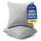 AM AEROMAX 18x18 Memory Foam Throw Pillow Inserts, 4 Pack, Square, White
