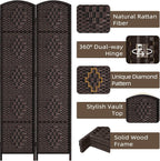 HALLYBEE Room Divider Panel,8 Panel Partition Room Dividers, Dark Mocha