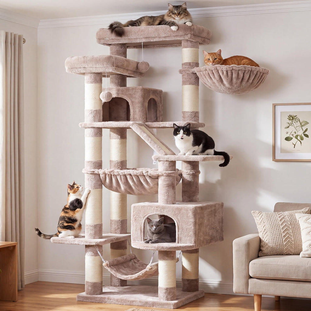 Heybly Cat Tree, 68 inch Multi-Level Cat Tower for Indoor Cats HCT025G