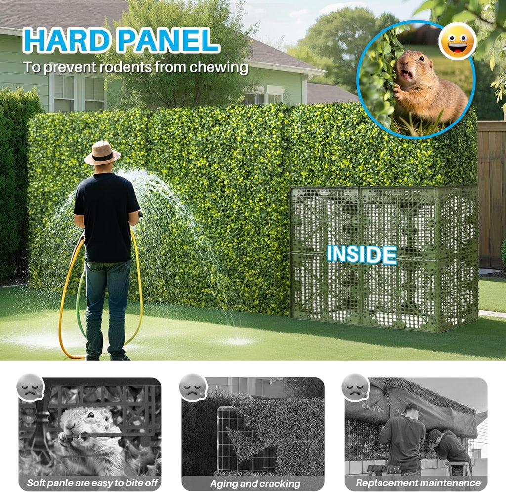 Patio Rigid Panel- Artificial Grass Wall Hedge 54" W x 36" H x 6" D Faux Boxwood Panels with Fake Plants Greenery Backdrop Room Divider Privacy Planters for Patio Office Balcony Porch