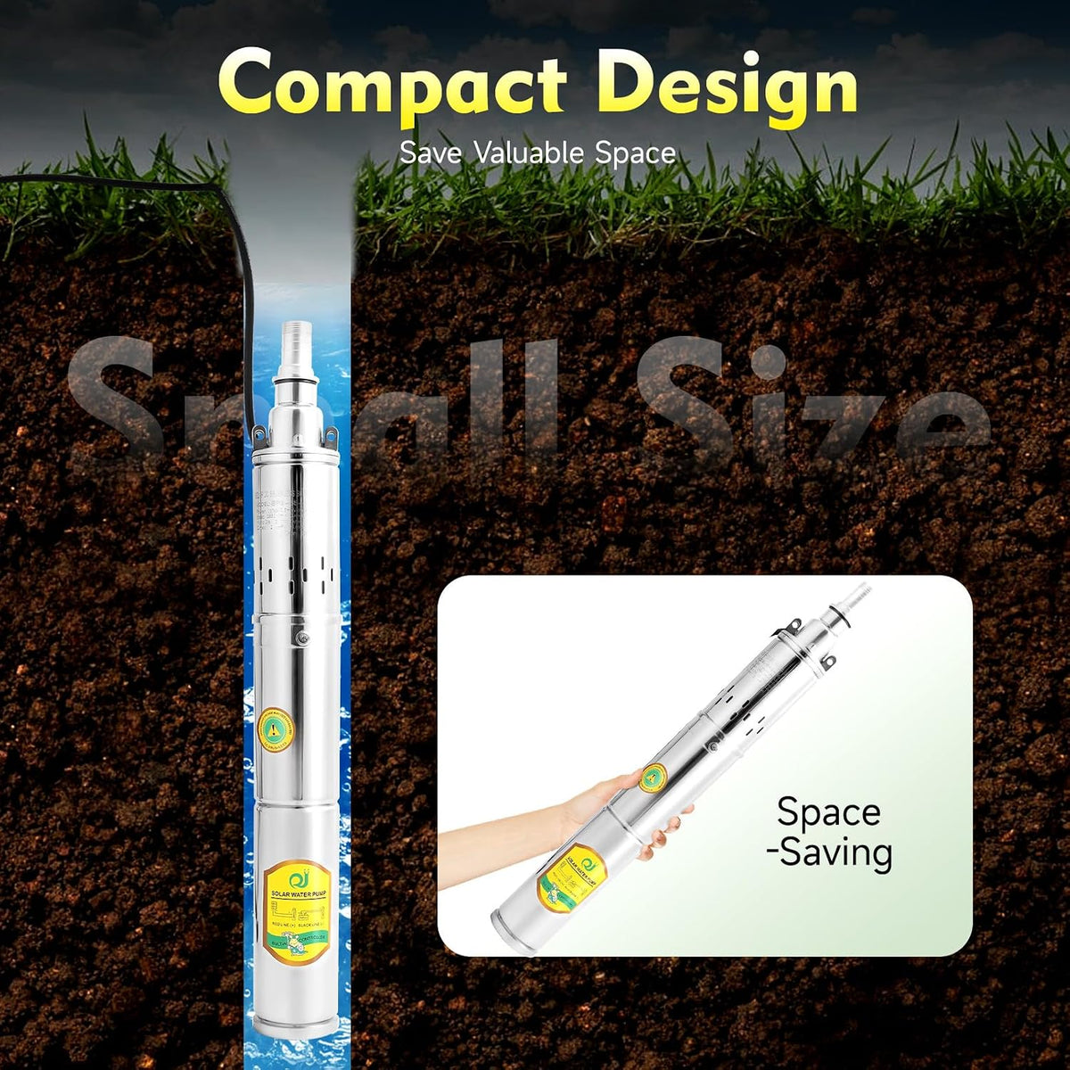 Deep Well Submersible Pump, 0.5HP 3In OD Deep Well Pump, 213.25Ft Head, 1In Outlet Stainless Steel Water Pump for Construction, Water Supply