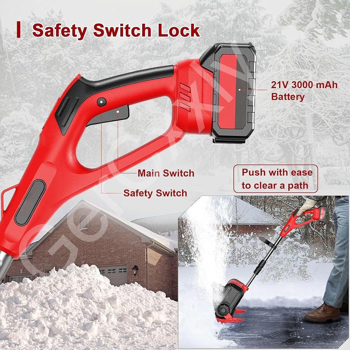 Brushless Electric Snow Blower,Cordless Snow Shovel,Adjustable Front Handle,2 Batteries & Fast Charger,26FT Throw Distance, for Driveway/Steps/Patio/Sidewalk