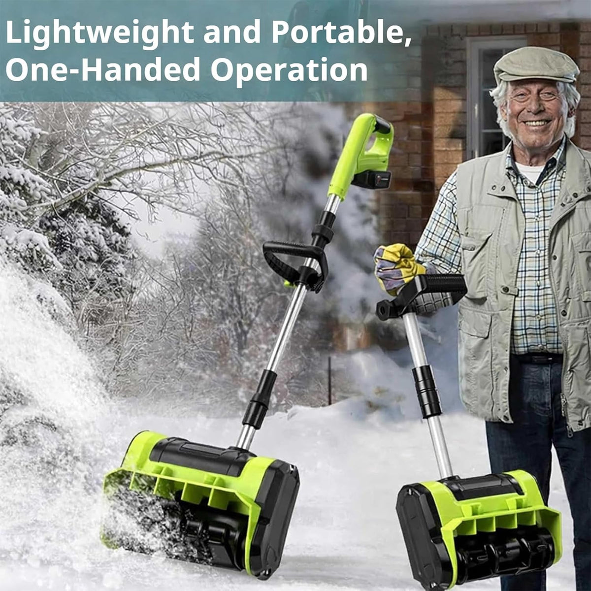 Brushless Electric Cordless Snow Shovel Compatible with 40V Battery and Charger, 10” Cordless Snow Blower Electric Snow Thrower, Adjustable Direction, Fast Snow Removal on Deck, Patio