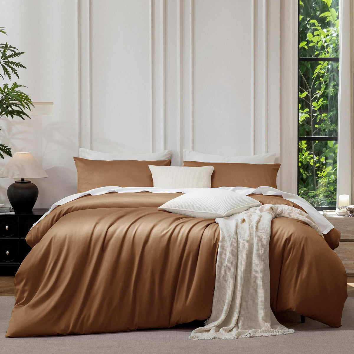 MooMee Queen Duvet Cover Set 100% Extra Long Staple Cotton Cooling Bedding